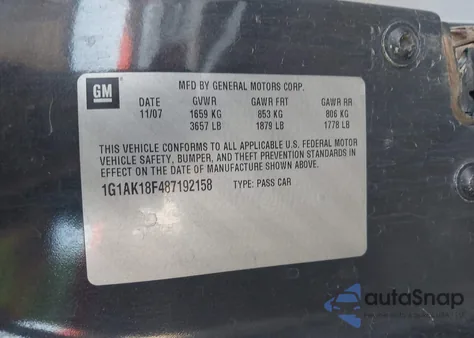 2008 Chevrolet Cobalt Ls from USA, damaged, VIN 1G1AK18F487192158